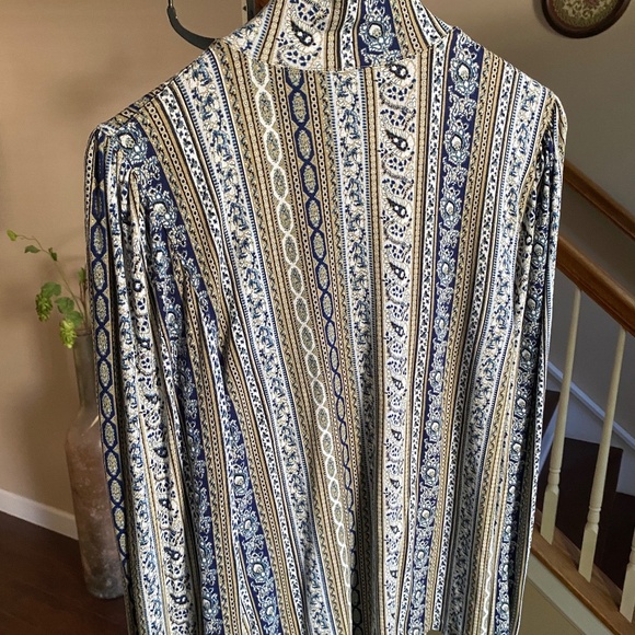 FREE PEOPLE Donatella Mock Neck Puff Shoulder Sleeve Size Large - Picture 6 of 13